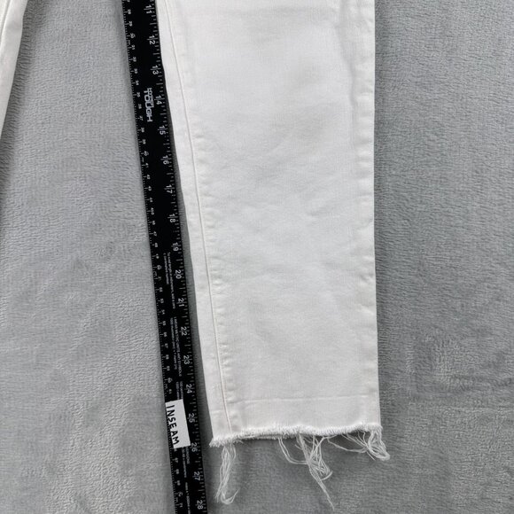 Gap Girlfriend Jeans Mid Rise Womens Size 26/2R Frayed Hem Denim White - Picture 8 of 11